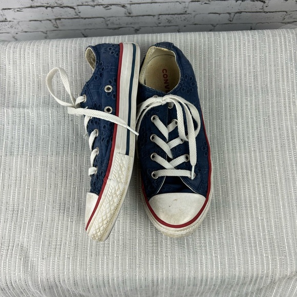 Converse all star chuck taylor | kids low top eyelet pattern navy blue shoes sz2 - Picture 4 of 10